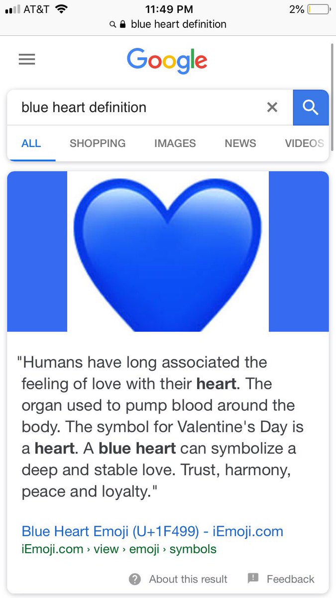 What does a blue heart mean on match?