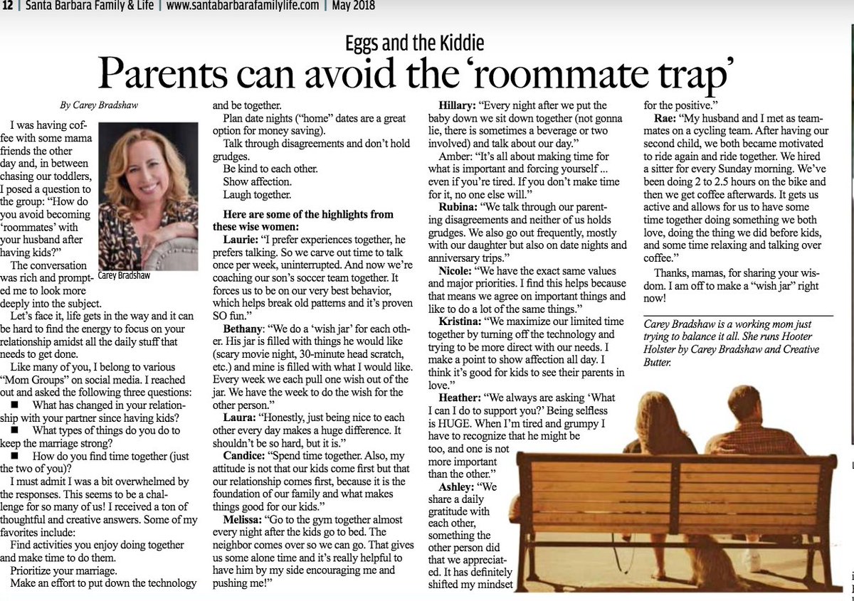 HooterHolster's tweet photo. The latest Eggs and the Kiddie column is out in @SBFamilyLife  and  I talk relationship maintenance post-kids. Check it out and lmk in the comments how YOU keep your relationship fresh. https://t.co/NJ2jzemefJ