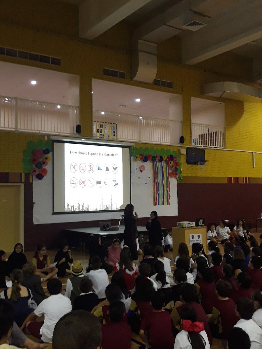 RafflesdxbPrim's tweet photo. Beautiful assembly to inform the school about the Holy Month of Ramadan and some tips on fasting and how to respect the fast. Have you made any special plans with your family this Ramadan? #risme #risculture #RamadanMubarak @rafflesdxb https://t.co/uN10a0UlEK
