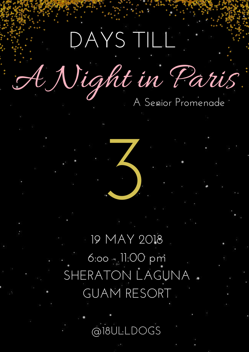 18ULLDOGS's tweet photo. Bonjour, Seniors! There are only three days left till prom! Who's ready? https://t.co/6VsVB9KgiV