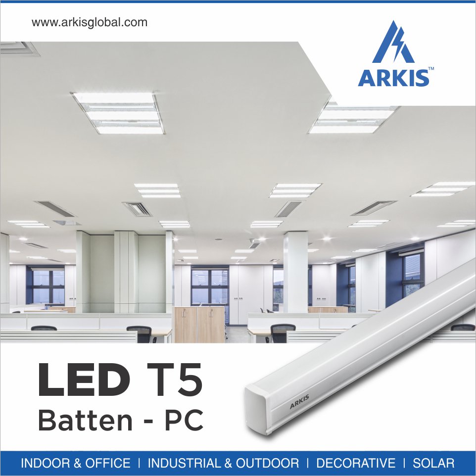 Get Arkis High Lumen T5 LED PC Batten and Brighten Up Your surrounding. which Consumes Less Power And Save Energy. Wallet Friendly Solution.