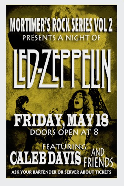 mortimerspub's tweet photo. THIS FRIDAY NIGHT, MAY 18TH - Rock Series Vol. 2 Presents A Night of Led Zeppelin!

Come and enjoy some of the best rock &amp; roll music of all time - performed live! With @calebdavismusic &amp; friends! Tix @ https://t.co/S2JzOhq21T https://t.co/0tYW1g8aOP