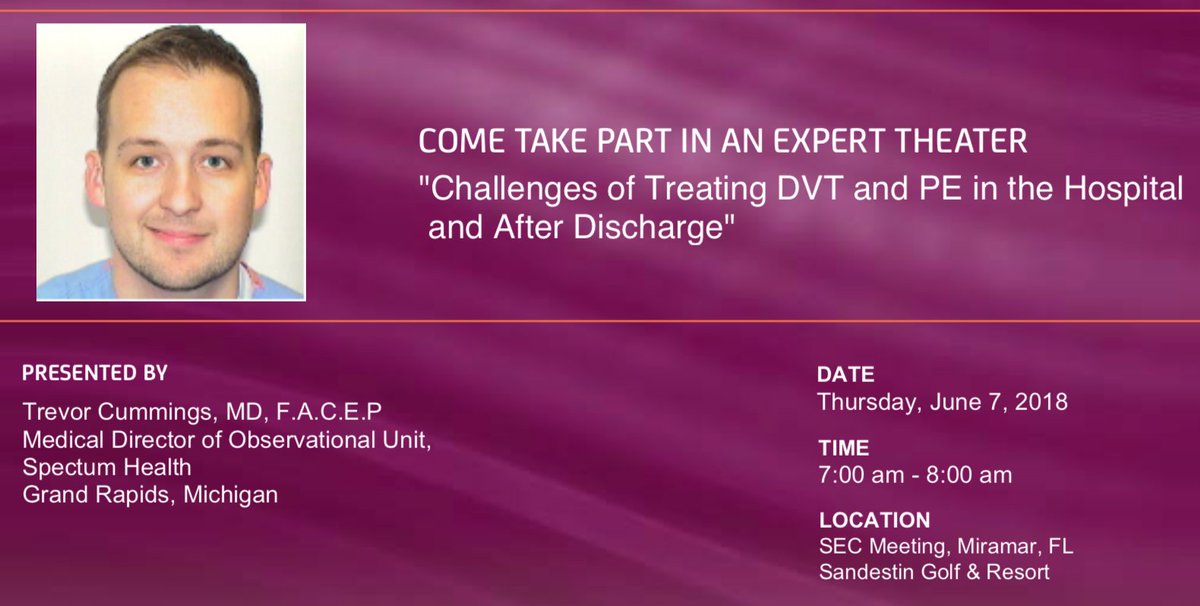 Looking forward to a great DVT talk from Dr. Trevor Cummings at the conference in sunny Sandestin, FL on 6/7/18.  Sign up today! acepsoutheast.org