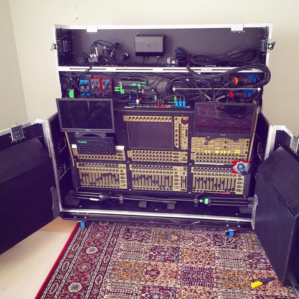 DanBamba's tweet photo. Dream Rig! 
"Can’t wait to take the new office out for a spin this summer.
 Volbeat Europe summer tour.
 #volbeat #audio #foh #custom #digico #waves #digigrid #meyersound #10eazy #waveslive #pinanson #audix #volbeatcrew #madsmikkelsen #doyourownthing" https://t.co/V7hhDfyjDo