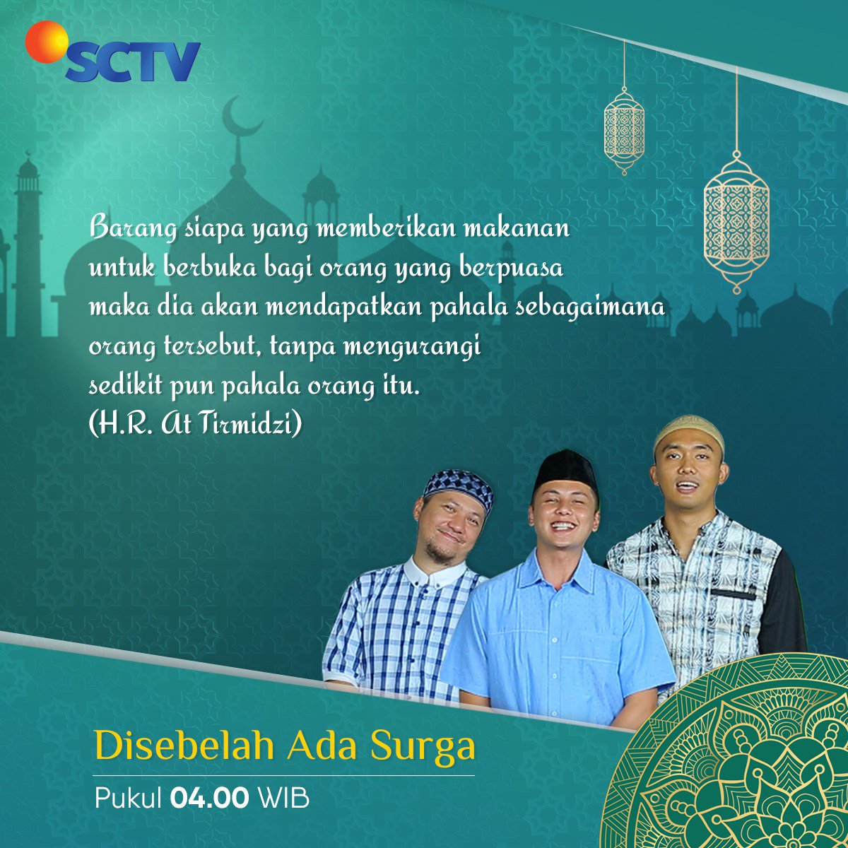 SCTV's tweet photo. Bulan puasa saatnya kamu banyak berbagi!

Simak #TweetQolbu berikut dan jangan lupa nonton #DiSebelahAdaSurga besok pagi, pukul 04.00 WIB!

#GueNontonSCTV
#RamadandiSCTV https://t.co/LphczeG566