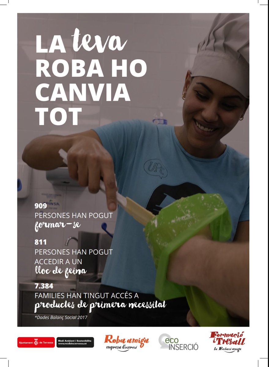 eco_insercio's tweet photo. Comença LA CAMPANYA DE RECOLLIDA SELECTIVA DE ROBA  primavera-estiu 2018 a Terrassa. Som-hi!!!
 @XES_Terrassa @MonTerrassa @prodisterrassa @AteneuTerrassen @caritasdtr @fupar @CanalTerrassa @TerrassaComerc @fitreball
@DiarideTerrassa @torrepalau @favterrassa @malarrassa https://t.co/wJk6a1hDjU