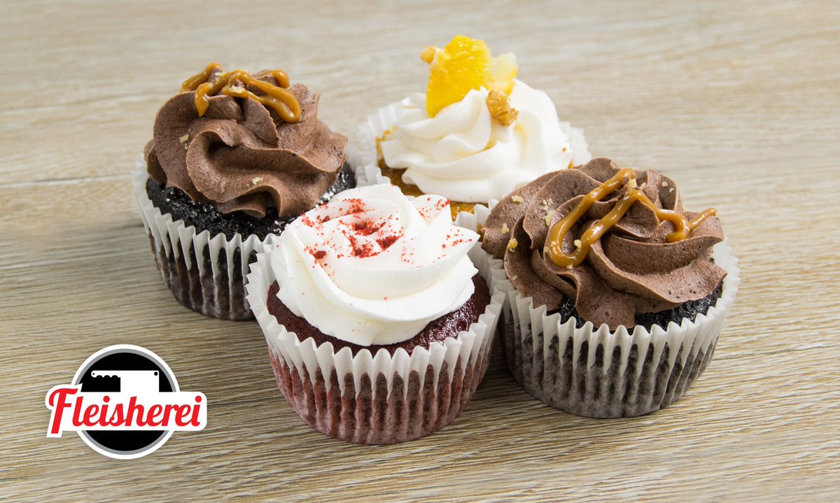 Fleisherei's tweet photo. It's officially #downhilltotheweekend! At only R20 for four delicious, homemade cupcakes; our assorted cupcakes are perfect for celebrating the everyday win. :) Only available online or at our Brakfontein Factory Deli. Buy online at https://t.co/bVlGOr2BUs. https://t.co/nQ6yCDKaqY
