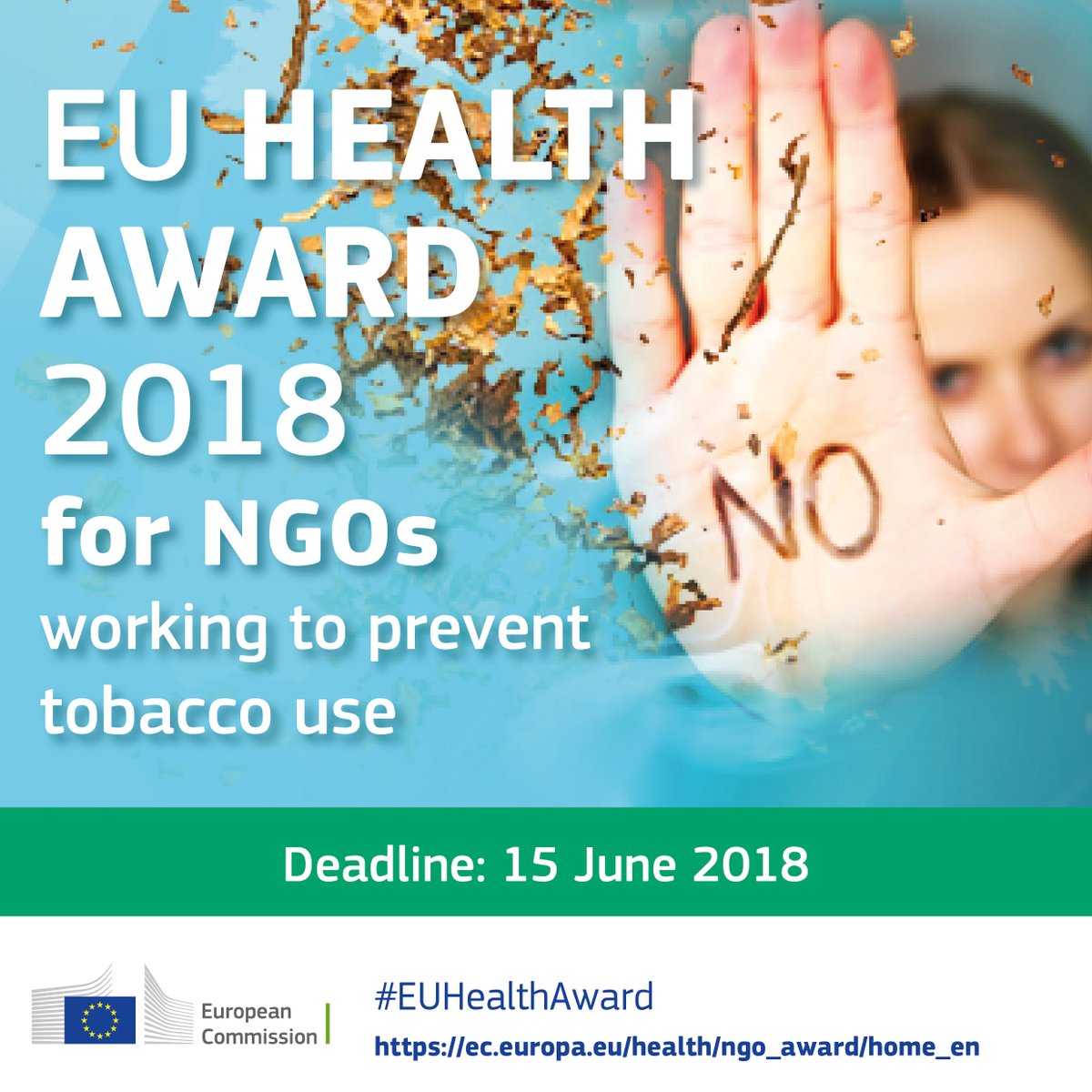 Less than one month left to apply! WANTED: NGOs working to prevent the use of #tobacco in the #EU - we want to know about your activities and you might win one of the three prizes of #EUHealthAward. 

Apply by 15 June 2018 &amp; help us spread the word: ec.europa.eu/health/ngo_awa…