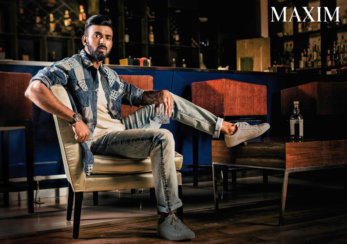 themensarsenal's tweet photo. From the ripe age of two, @klrahul11 would run around the house with a bat in his hand. 'I guess I always knew that I wanted to be a cricketer and nothing else.' 
Styled in @celioindia 
#KLRahul #MaximSteed #RahulForMaxim #OriginallyFrench #DenimCollection #CelioSS18 #MaximIndia https://t.co/FlO6725aks