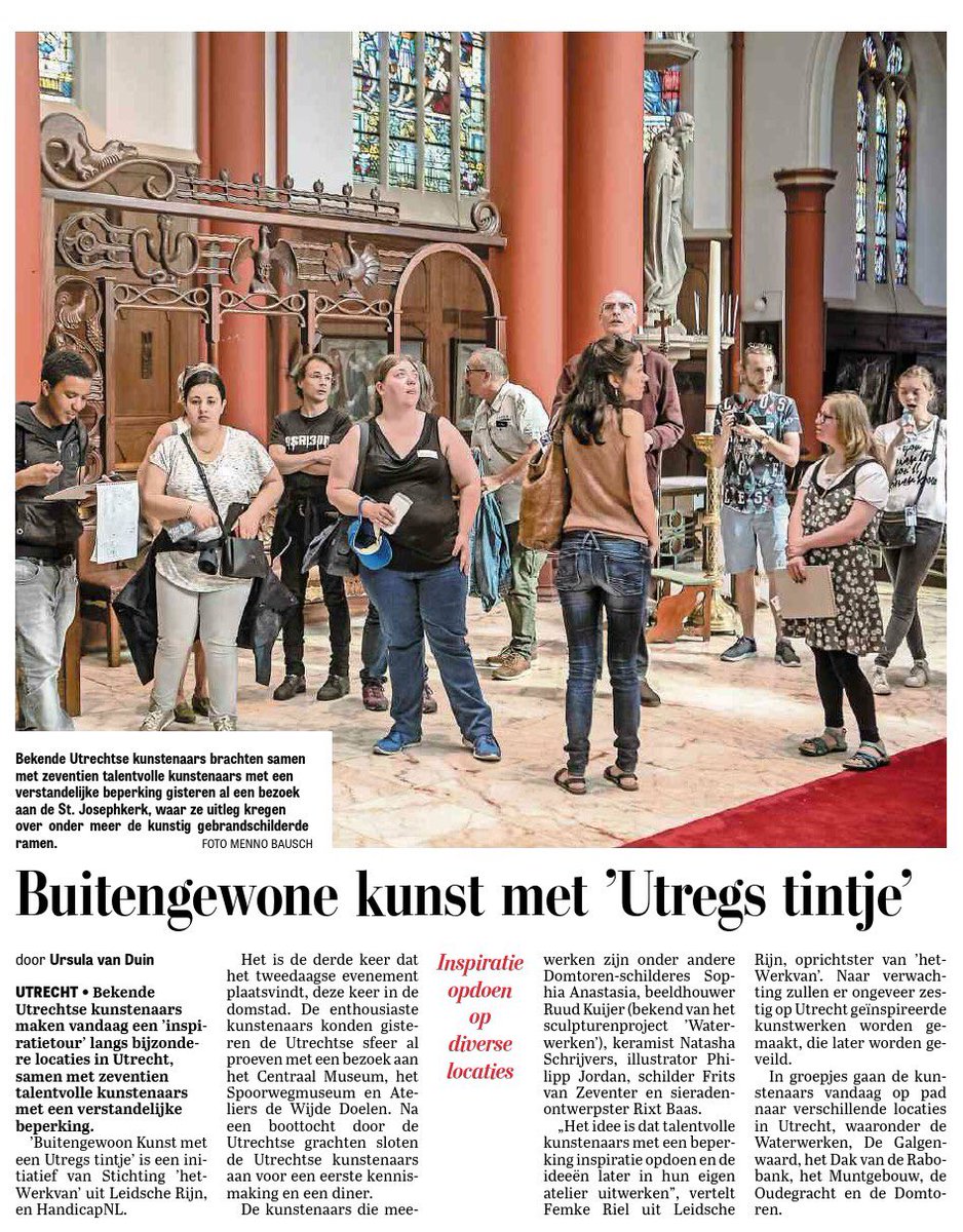 hetwerkvan's tweet image. BuitenGewoon Kunst met een Utregs tintje. Vanmorgen stonden de fantastische kunstenaars van de #inspiratietour 2018 in de krant! 
Telegraaf, tekst door @ursulavanduin