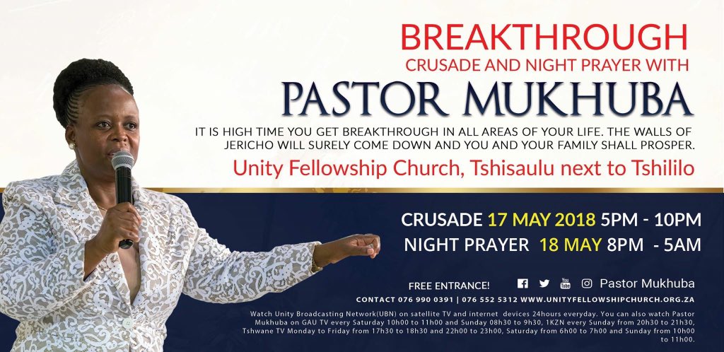 PastorMukhuba's tweet photo. VENDA BREAKTHROUGH SERVICES
Tomorrow from 5pm-10pm & Friday from 8pm-5am. See you at Unity Tshisaulu. Be blessed as you share this post. #eagleanointing https://t.co/1lHqUcQAGU