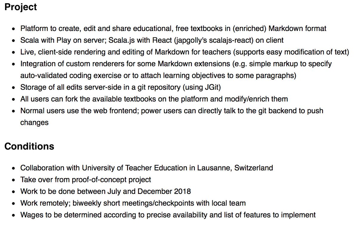 Great to be at #ScalaDays in Berlin again! Currently also interested in finding someone to help us with development of our open-textbook platform running on #PlayFramework and #scalajs. DM me if interested!