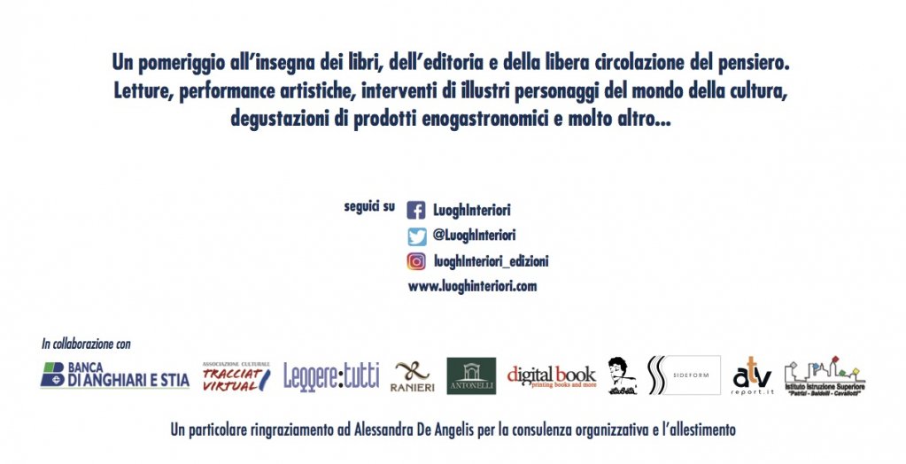 📍 Sabato 26 maggio, dalle ore 14.30 alle 19.30, LuoghInteriori apre le porte per un pomeriggio all’insegna dei libri e della libera circolazione del pensiero 📍

In occasione del suo quinto compleanno, gli spazi della casa editrice, in via Marx, n. 9 (Zona industriale…