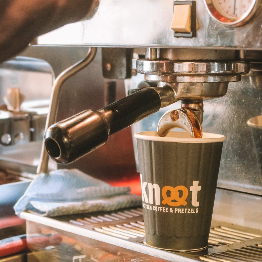 Today's good mood is sponsored by coffee. #knotpretzels #londoncoffee