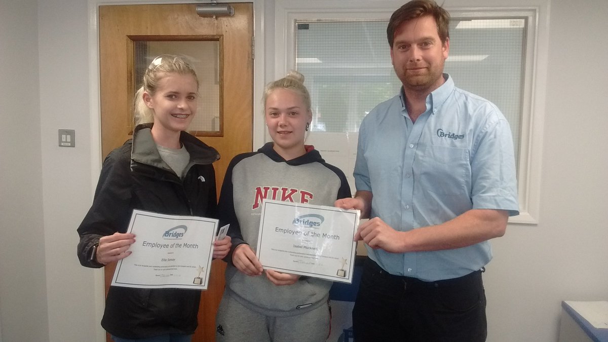Congratulations to first-year #apprentices Isabel Plucknett &amp; Ellie Selway - joint winners of the Bridges' #EmployeeoftheMonth for April! #Engineering #Training #Somerset