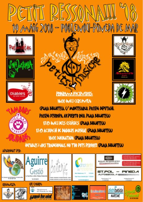 PetitsMusicae's tweet photo. Cartell complet,grups,padrins,col·laboradors,horaris activitats i actuacions. Us ho perdreu?#patunyetes @sonaquetomba @diablesdesantcugat @ssstrepits @tronatsdeltabal @diabolusmusicae #MiniPercu #PetitRessona #19demaig #TamborsSolidaris #quinsnervis #ClinicaDentalMonicaIbañez https://t.co/Tq3ReVlQ72