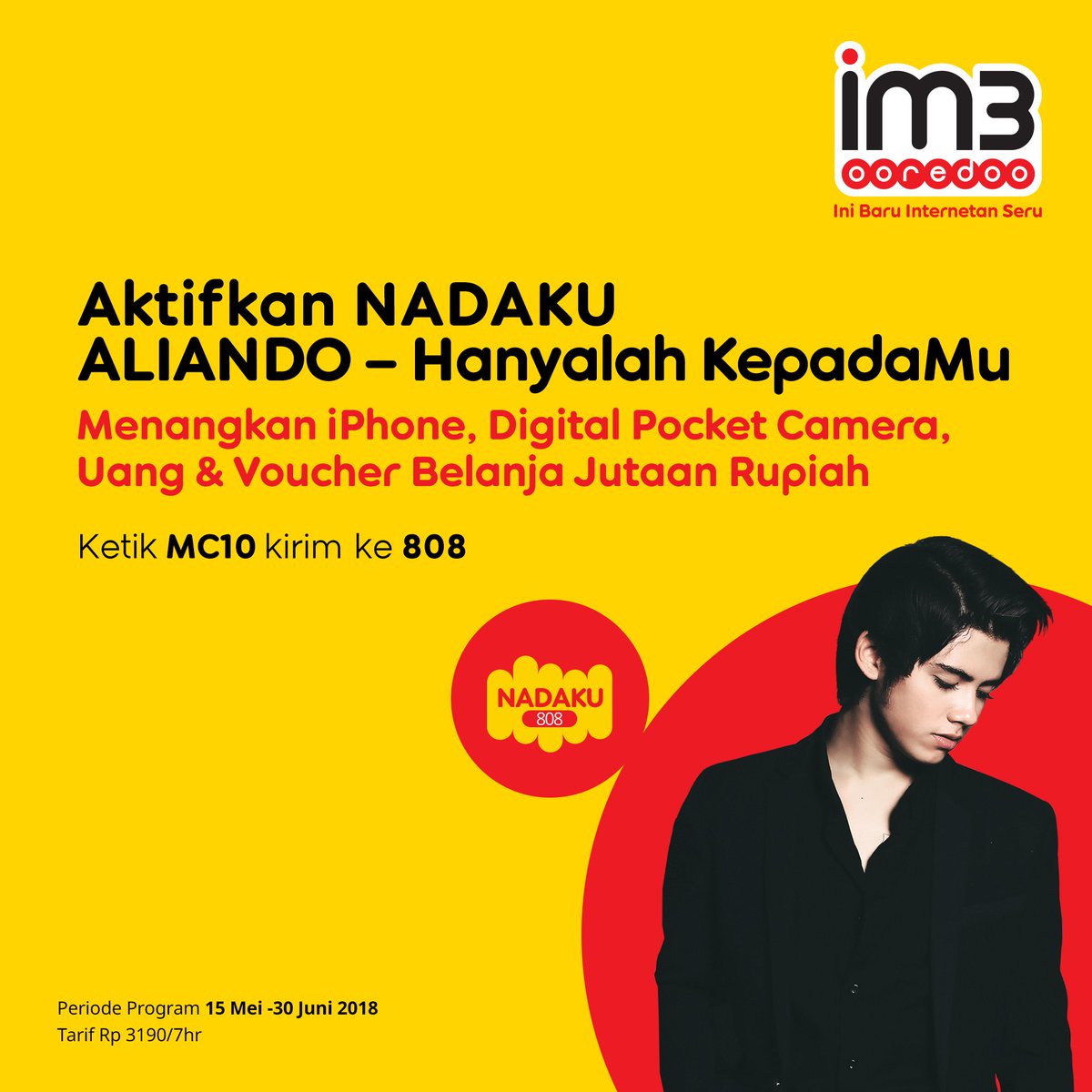 Mau Iphone, Digital Pocket Camera, Uang &amp; Voucher Belanja Jutaan Rupiah? Caranya aktifkan NADAKU <a href="/alysyarief/">Aliando Syarief.</a> HANYALAH KEPADAMU ketik MC10 kirim ke 808. Follow dan mention Twitter <a href="/arena_musik/">Indosat Nadaku 808</a> bikin kalimat dengan menggunakan kata " Duit THR Enaknya Buat ..."
#NADAKU808MudikCeria