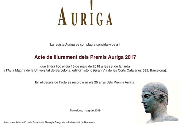 Avui rebrem el Premi Musa en l'acte de lliurament dels XXV Premis Auriga, que tindrà lloc a Barcelona. Estem molt agraïts i ens encanta que el premi hagi estat per una mostra tan important per a nosaltres com l'#ExpoVilars
