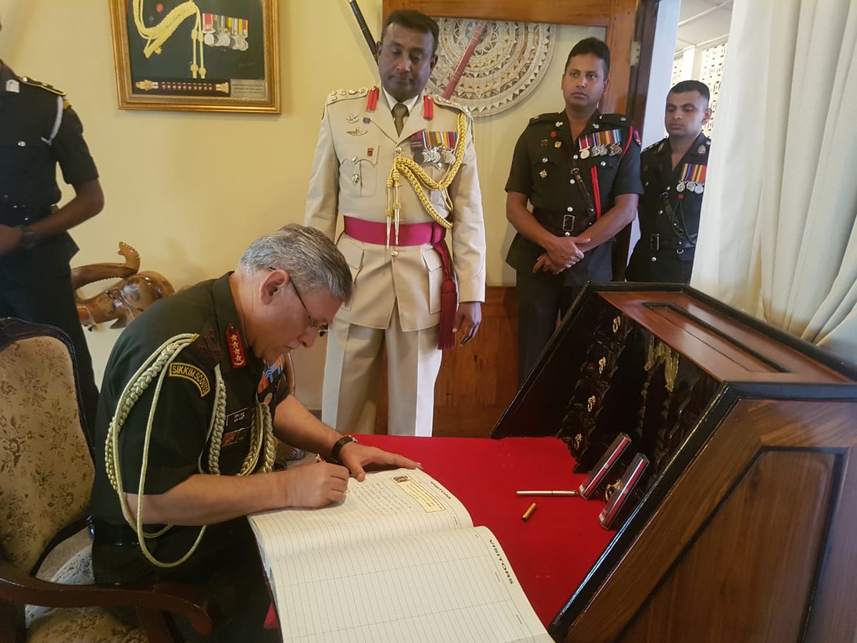 adgpi's tweet photo. General Bipin Rawat #COAS visited Sri Lanka Military Academy #SLMA, Diyatalwa &amp; laid wreath at the ‘Monument of Peace’ followed by briefing on activities at #SLMA. He also interacted with the cadets undergoing training at #SLMA. https://t.co/H2F20wQ69v