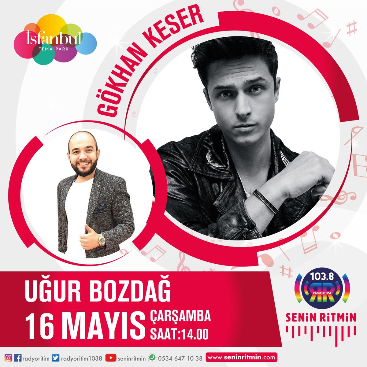 Bugün !!! <a href="/gokhankeser/">Gökhan Keser</a> 14:00’da <a href="/UgurBozdagg/">Uğur Bozdağ </a> ile #SeninRitmin #RadyoRitim ‘de