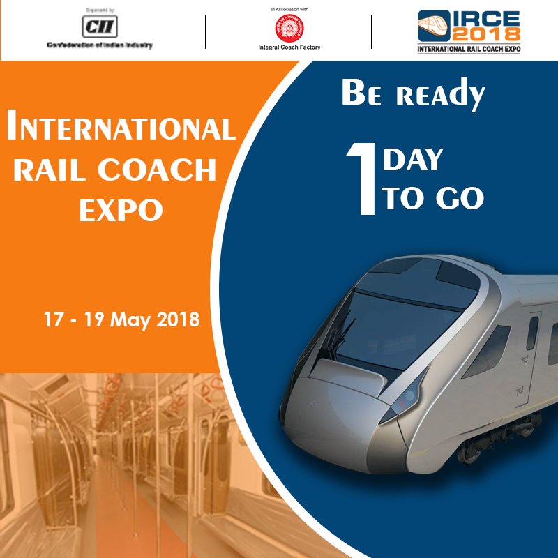 CIIRailwayExhb's tweet photo. #1daytogo #IRCE2018, an opportunity for the #Coach #Manufacturing Companies, #TrackingSystem, Communication &amp; IT system, #NVHSolution providers to showcase technological strength at an International platform &amp; looking forward to associate with #IndianRaiways 
#RailwayExhibition https://t.co/dlorYNQ6Xj