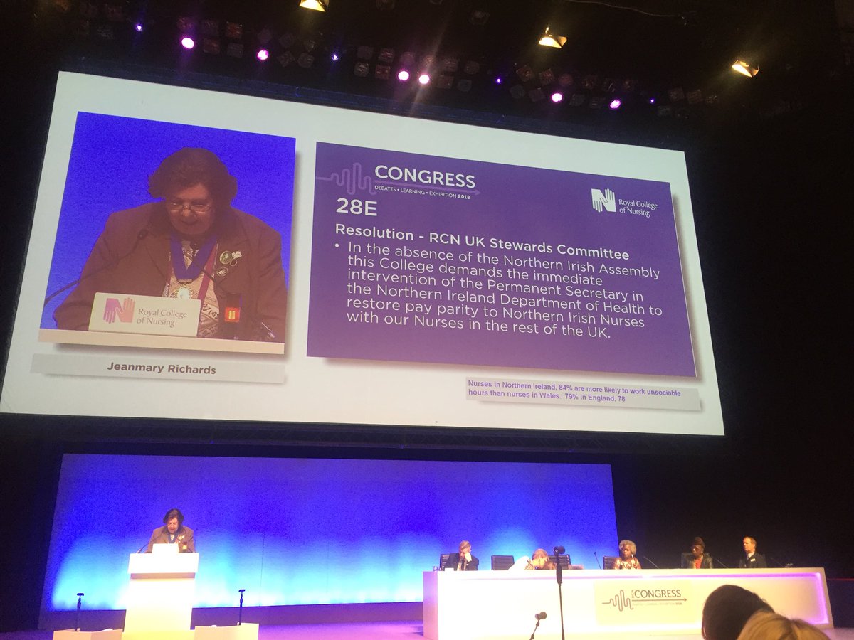 DionneDaniel5's tweet photo. Final item for discussion: it is a shame that because of the political situation Nurses in NI are being paid less and are unable to discuss the pay award.#Sortitnow #RCN18 https://t.co/koxD1cYDd6