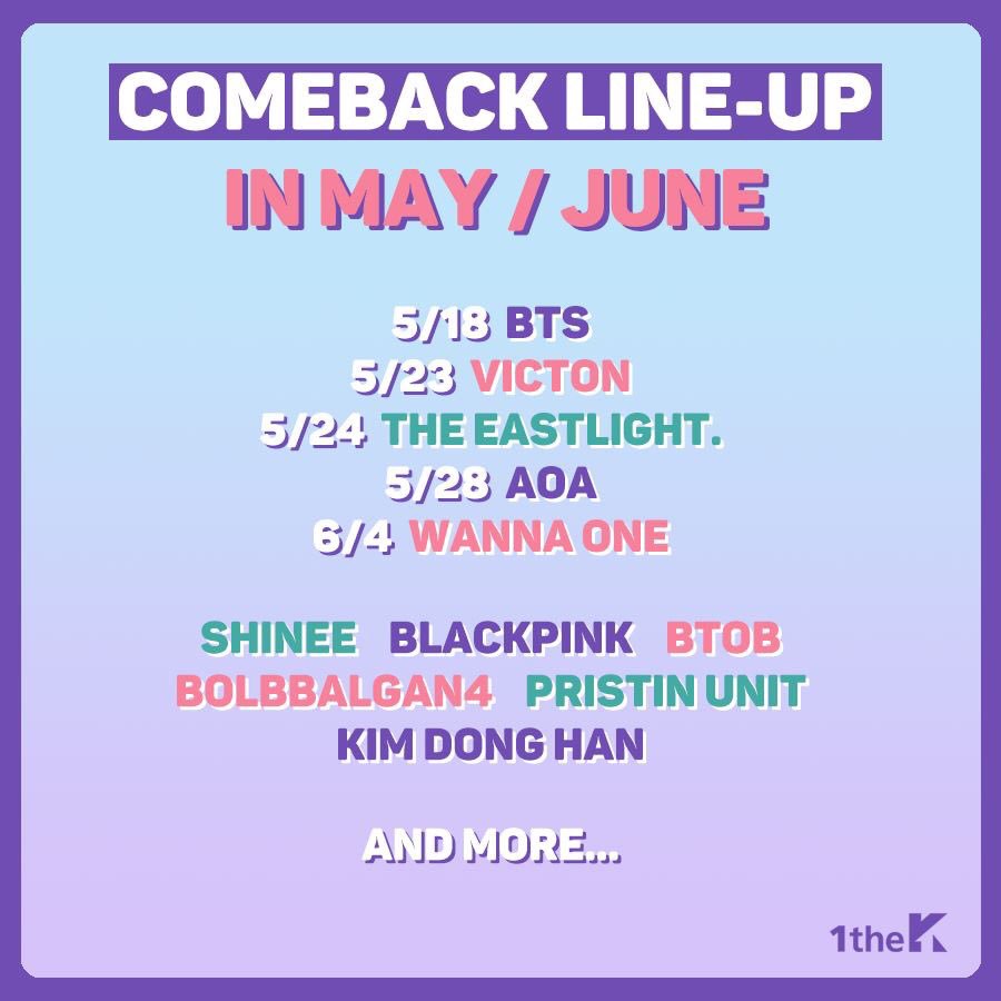 stitch_pololo's tweet photo. รายชื่อศิลปินที่เตรียมตัวคัมแบคช่วงเดือนพฤษภาคมกับเดือนมิถุนายน https://t.co/NnykcT4ENA