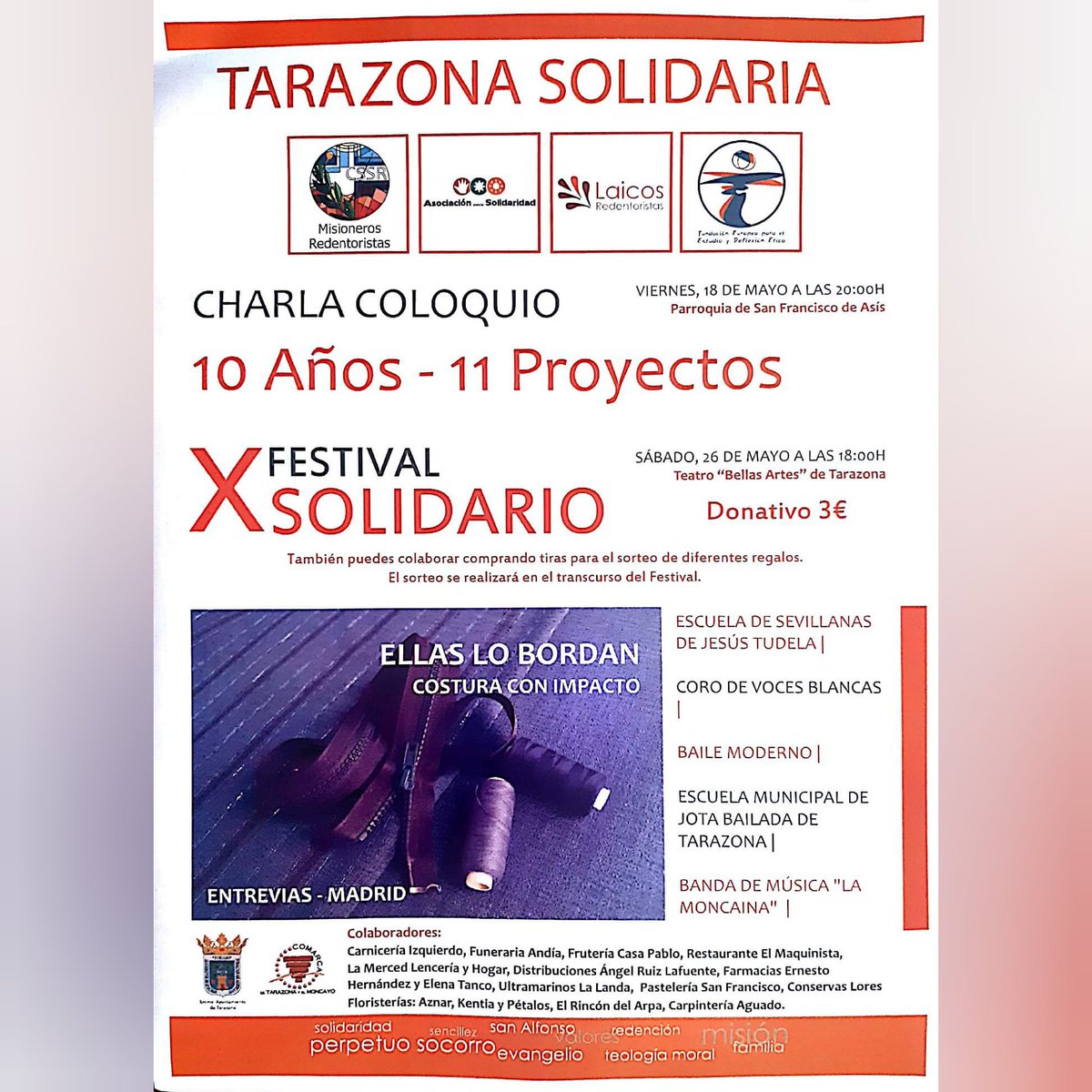 asolidaridad's tweet photo. X Festival solidario en Tarazona para el Proyecto "Ellas lo bordan" en Madrid. 18 de mayo. #AsMadrid @ellaslobordan #Conecta #Asproyectos https://t.co/mhk2kaF4nI