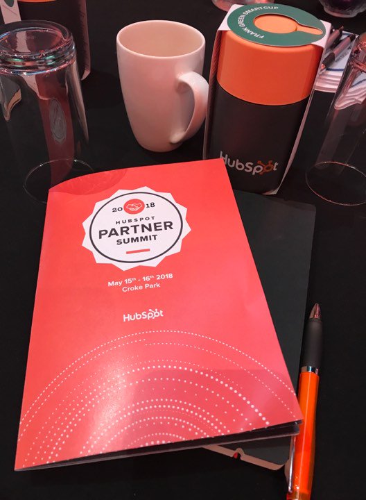 RevM's tweet photo. On HubSpot's menu today:

An exclusive peak into HubSpot’s next great product line.
Where the professional marketers CMS is heading.
3 keys to connecting video to the marketing vFunnel using HubSpot automation.

Roll on day 2! 
 #HubSpotPartnerSummit2018 #EMEA #HubSpotPartner https://t.co/GfOirlurV1