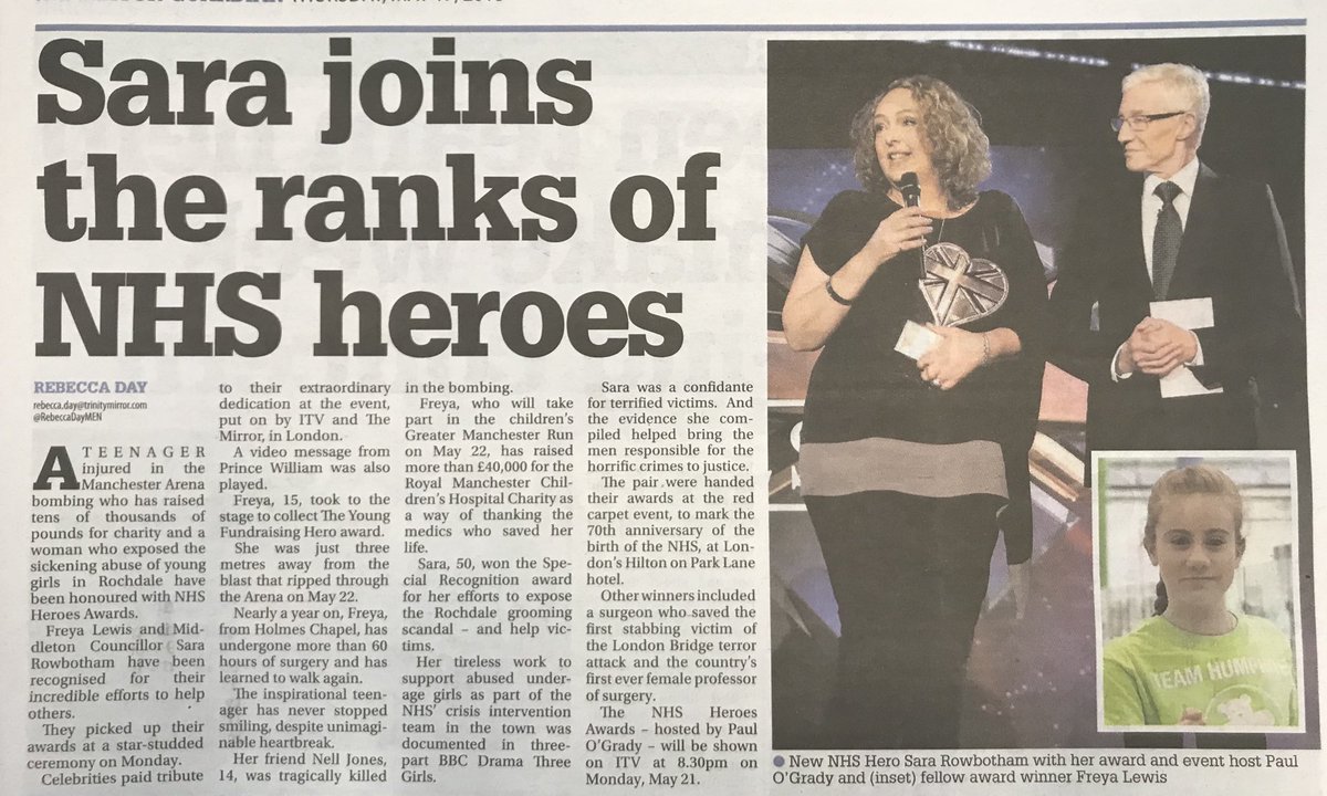 LabourRochdale's tweet photo. Excellent press coverage of @RochdaleCouncil deputy leader @sara_rowbotham being named an โNHS heroโ #PositiveCoverage https://t.co/XTTDUIN51A
