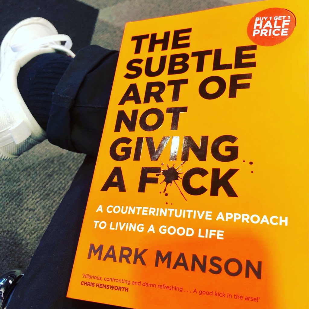 Have just started reading ‘The Subtle Art of Not Giving a F*ck’ by <a href="/markmanson/"></a> Loving it but for some reason can’t help but read it in the voice of Anthony <a href="/Bourdain/">Anthony Bourdain</a> #appropriatefucksgiven