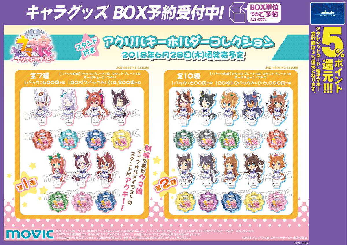 アニメイト福岡パルコ 10 00 00短縮営業中 בטוויטר キャラ Tel予約ok ウマ娘 プリティーダービー より6 28頃発売予定 スタンド付き アクリルキーホルダーコレクション 第1弾 第2弾 各box予約受付中 制服を着たウマ娘ディフォルメイラストの