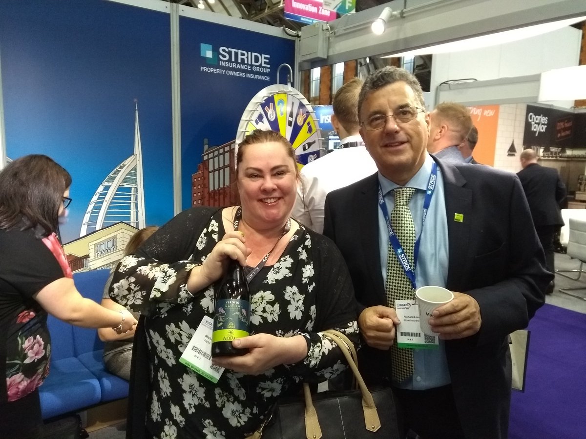 miproperty_'s tweet photo. Double trouble as Gary and Michelle from Taylor Francis both win bottles of wine from Stride Group at #biba2018 stand E71 https://t.co/ccekDZF70i
