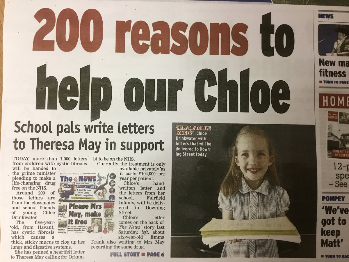 InfantFairfield's tweet photo. Fairfield School writes to Theresa May. 200 reasons to help our Chloe #cysticfibrosis https://t.co/mgxTpZ4Fpq