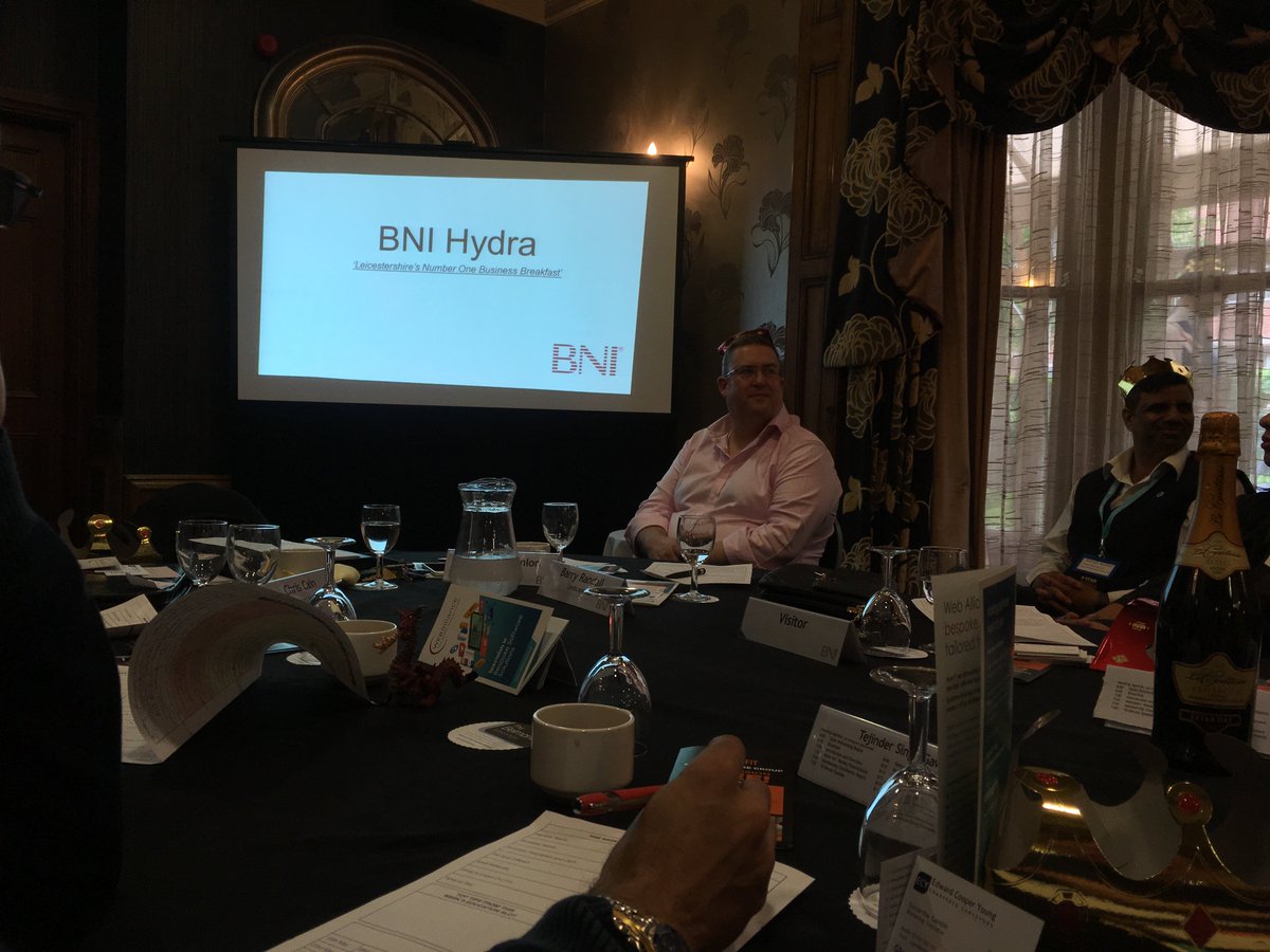 Had a great <a href="/BNI_Hydra/">BNI HYDRA</a> meeting this morning. Was great to have some visitors and subs and a great 10 minute presentation by Leicestershire Garden Design Co. It was nice to see Jack Norris from <a href="/PRP_UK/">PRP UK Ltd</a> giving a written testimonial to Matt Harbot from Harbot Builders - Alec