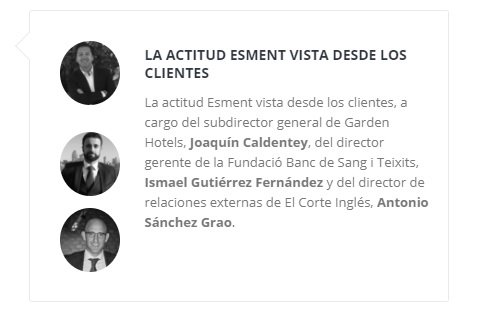 Profesionales de <a href="/gardenhotels/">Garden Hotel Group</a> ; <a href="/elcorteingles/">El Corte Inglés</a> y <a href="/donasangbalears/">Banc de Sang i Teixits</a>  nos hablarán de "LA ACTITUD ESMENT VISTA DESDE LOS CLIENTES". Apúntate a las XII Jornadas Amadip Esment Fundació: congreso2018.amadipesment.org