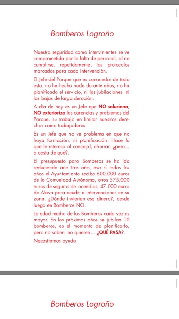 Pasquín de bomberos
Manifestaciòn bomberos
Jueves 17 a las 12:00 desde la fuente Murrieta.

#manifestaciòn bomberos
#porunserviciodecalidad
#bajomínimos