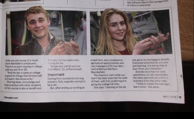 grasslands_uk's tweet photo. Congratulations too Sofy one of grasslands trainee managers on her award now featured in @FarmersGuardian https://t.co/5CutquqtKa