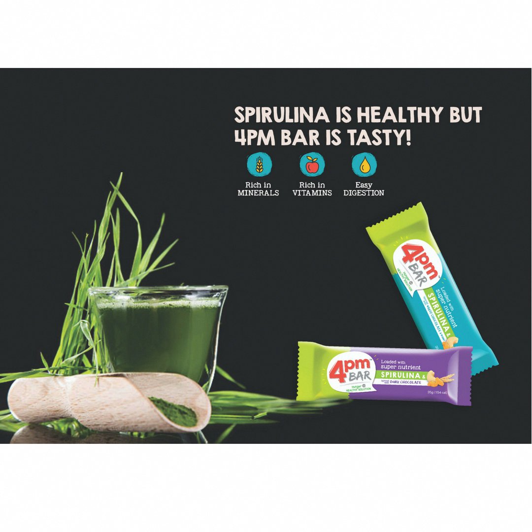 Did you know that spirulina contains anti cancer properties and strengthens the immune system? Now consume your spirulina content with the new 4pm bars.

#spirulina #anticancer #immuninty #nutrition #vitamin #minerals #hunger #chewthenew #4pmbar #energybar #nutritiousdiet