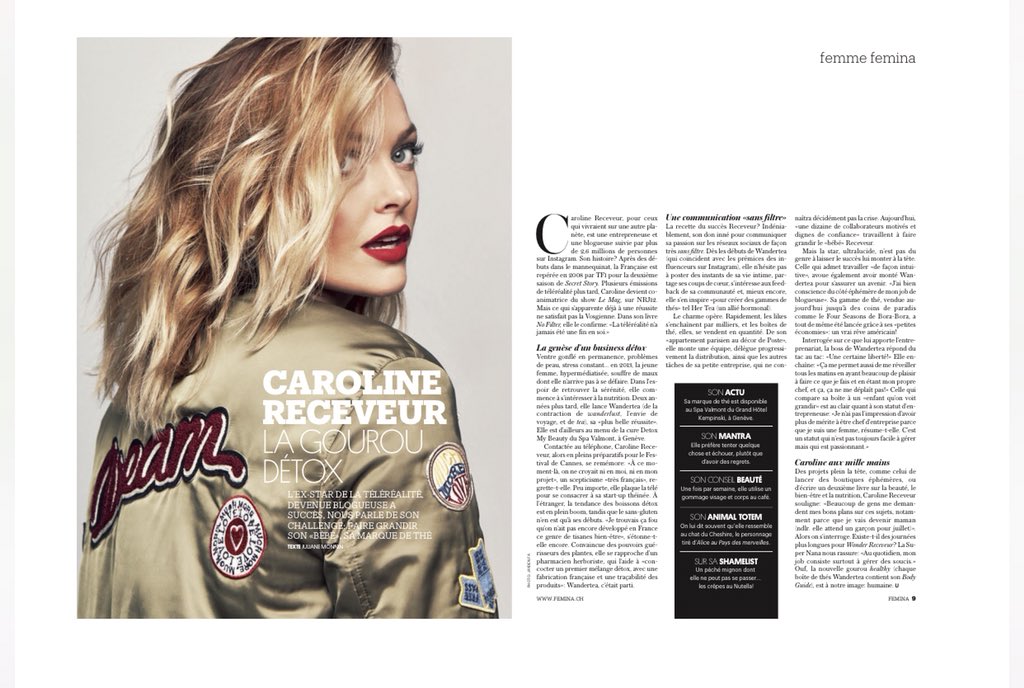 caroreceveur's tweet photo. Mon ITW « Caroline la gourou Detox » pour le magazine Femina Suisse est à decouvrir ici —> 
https://t.co/qJ6M80LrIN https://t.co/HvpFjaQ6ZZ