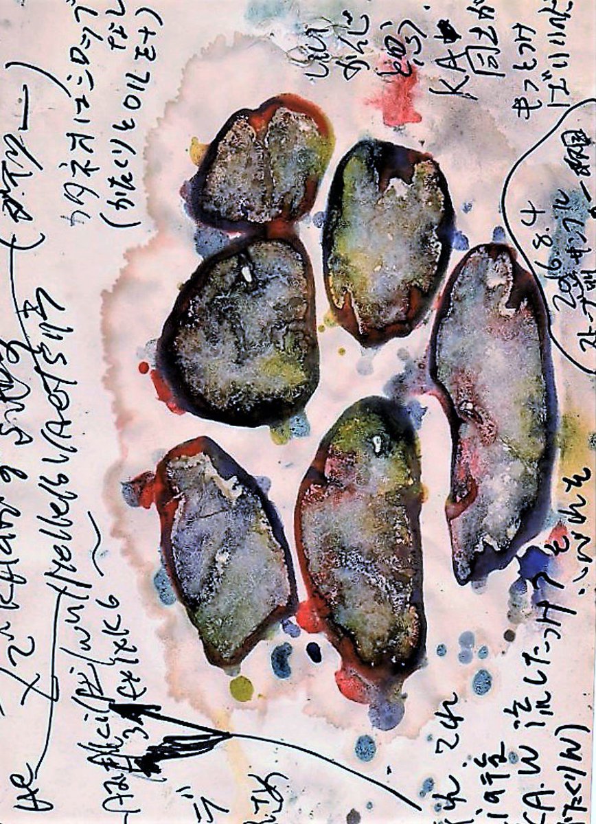 i5125t's tweet photo. 河原で拾った石によるflow prints/制作風景  #絵画 #現代美術 #現代アート #アート #美術 #芸術 #アートギャラリー #ギャラリー #アートワーク #イラストレーション #プリミティブアート #画家 #日本画 #個展  #contemporarypainting #newcontemporaryart #primitiveart https://t.co/q0tHCW2lbr