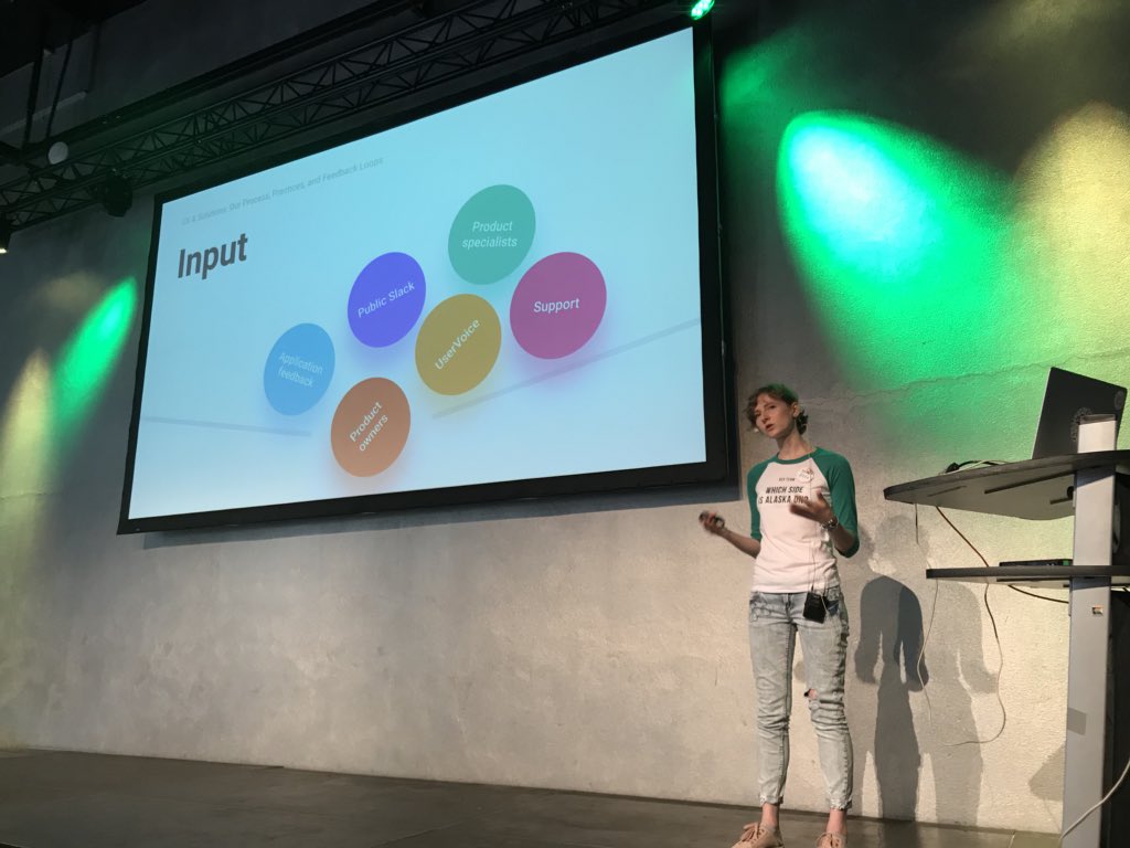 ESviridenko's tweet photo. Alla from the UX & Solutions unit on the inputs and process we use for bringing out new solutions #TargetConf2018 https://t.co/Ljyzt87Dcy