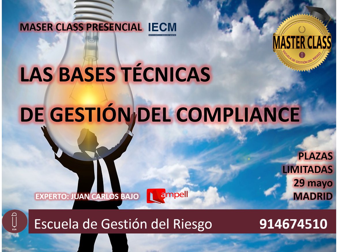 NewsCompliance's tweet photo. MASTER CLASS PRESENCIAL COMPLIANCE EN MADRID
ESCUELA DE GESTIÓN DEL RIESGO
IMPARTIDO POR JUAN CARLOS BAJO
PARA MAS INFORMACIÓN: 914674510 https://t.co/nTwiEczZCZ