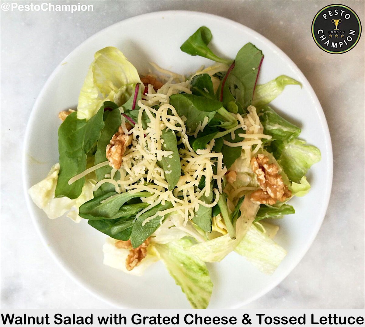 PestoChampion's tweet photo. Our #WednesdayMotivation 👉 Eat Healthily 👉 Walnut #Salad with Grated Cheese &amp; Tossed Lettuce, crispy, crunchy goodness 💕
📸 Photo credit and dining #inspiration by: #London #Foodie #PestoChampion 💛💚  #Love #Food #Ideas #FoodPhotography #Foodporn #UK #Vlog #Happy #Vegetarian https://t.co/OZefWTInWg