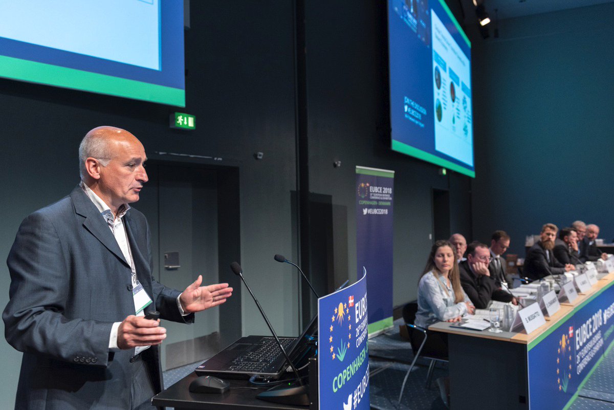 EUBCE's tweet photo. "Ifwe want a complete circulareconomy, there're only 2 ways: via biomass or co2capture. 2 create a biomasseconomy, the mostimportant source isglucose, whichdepends much on theapplication: if you want 2go with polymers than glucose has 2be a highquality one" E. De Jong #EUBCE2018 https://t.co/5p4iYyAbEN