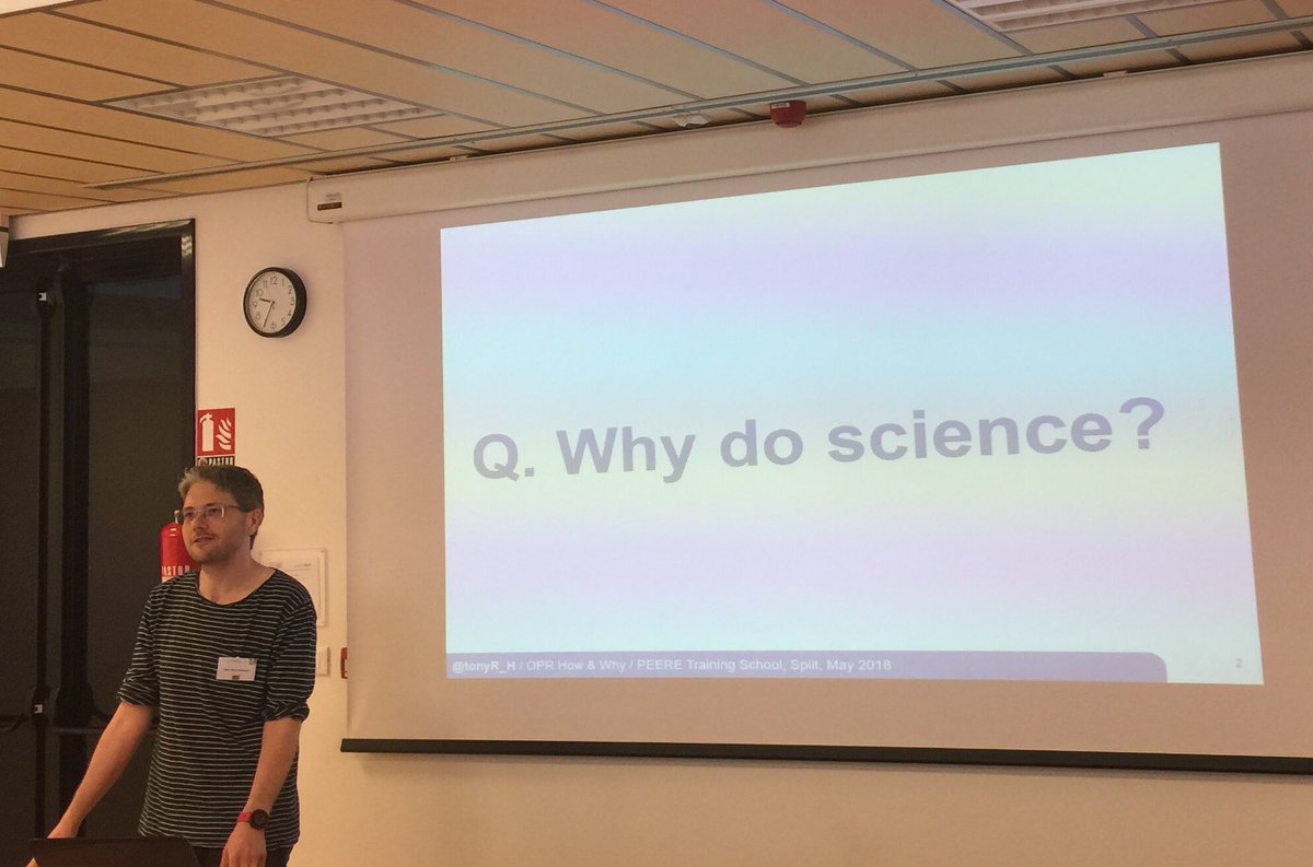 m_schlussel's tweet photo. #PEERE Day 2. Time to go deep into the roots of the fears behind Open Peer Review w/ @tonyR_H. If you are not doing research openly, transparently and for the public, maybe you should be doing something else (perhaps sausages)! #OpenScience #OpenPeerReview #TransparencyInResearch https://t.co/CmxyR6rXqC