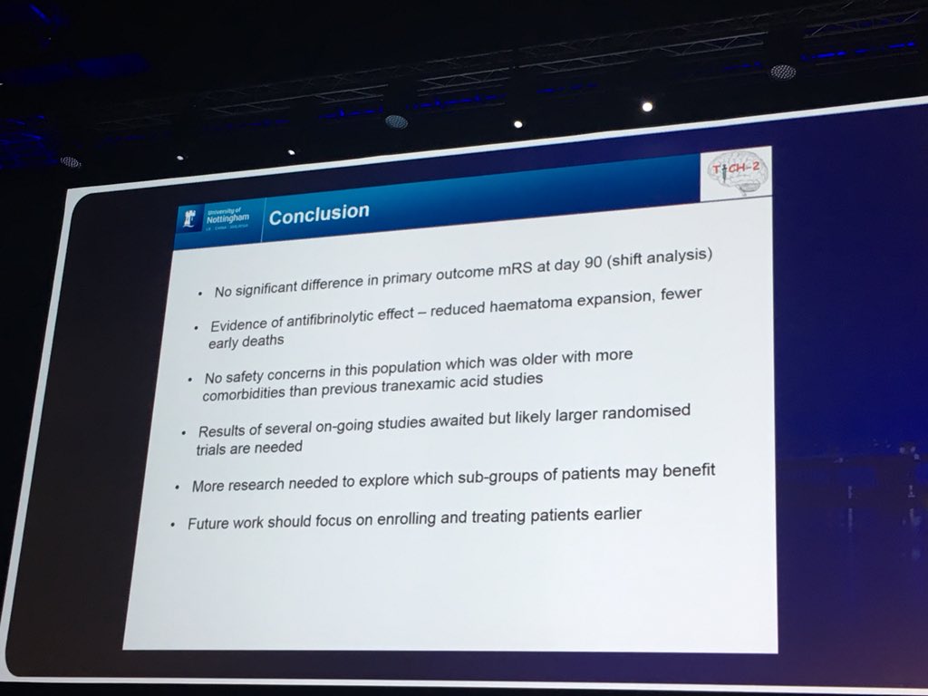 No significant difference in the primary outcome. However, early death and haematoma expansion were reduced with TXA