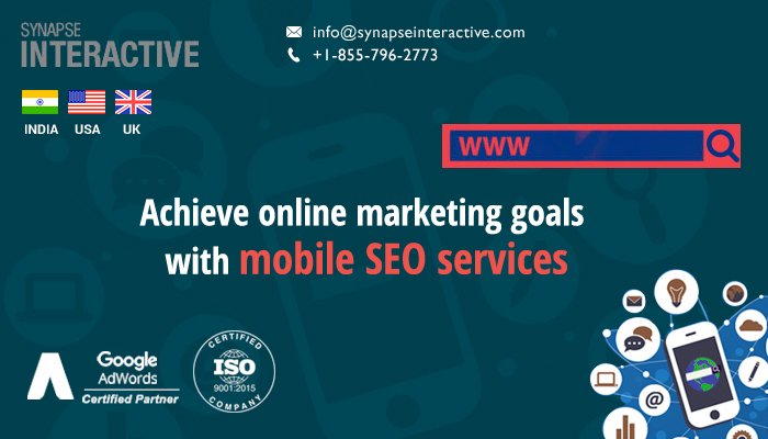 Mobile SEO services provided by SynapseInteractive, keep your business website on the top of the mobile Google search results enabling you to explore a new base of customers. #SEO #InternetMarketing #MobileSEO #SEOforMobile #DigitalMarketing 
#SMO