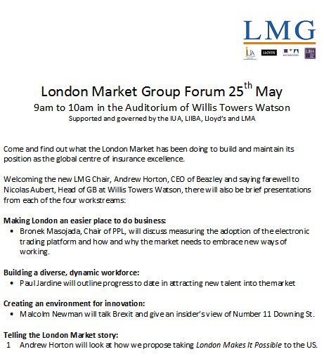Next LMG Forum 25th May a passing of the baton and up dates from our work streams - full details below

Register here : londonmarketgroup.co.uk/event/lmg-foru…
