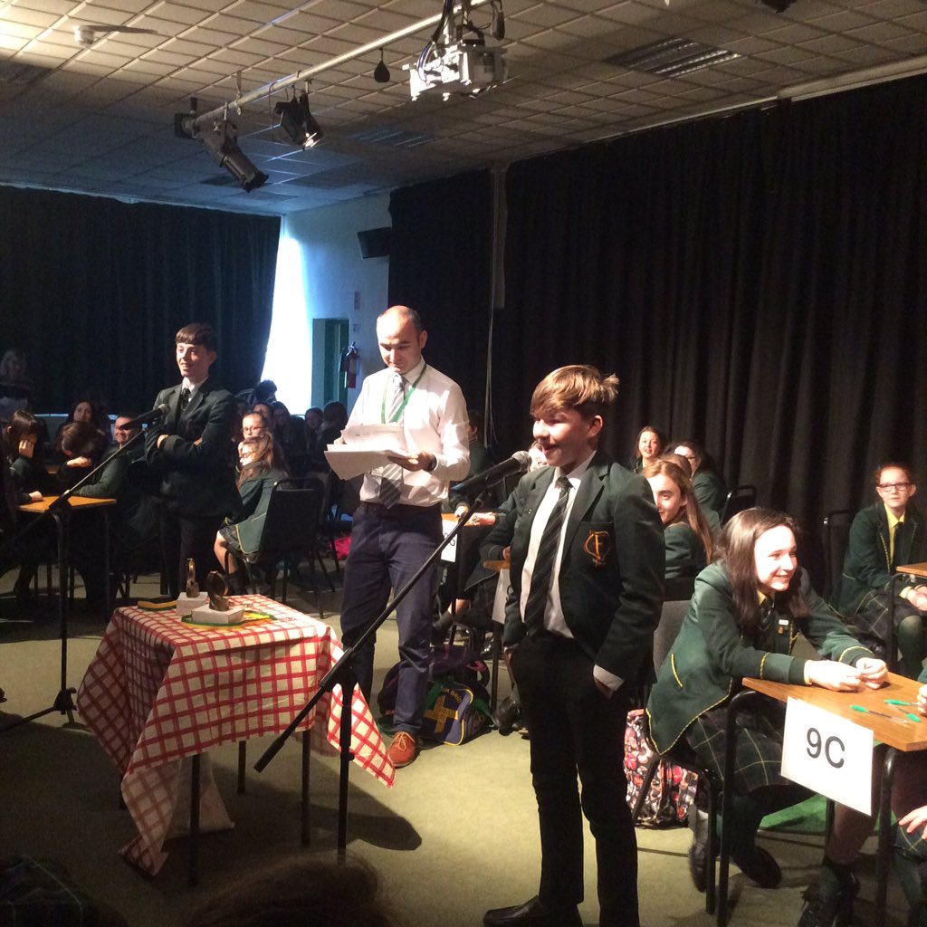 stcatslibrary's tweet photo. Mr Herron testing the boys in the audience participation round! https://t.co/8ZqLaRM3MW